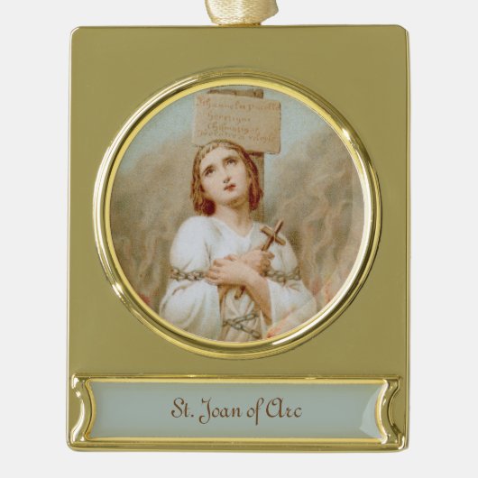 St. Joan of Arc Burning at the Stake (BF 01) Verguld Banner Ornament (Voorkant)