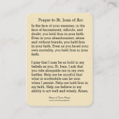 St. Joan of Arc Flag Soldaat-Katholieke Heilige Ka Visitekaartje (Achterkant)