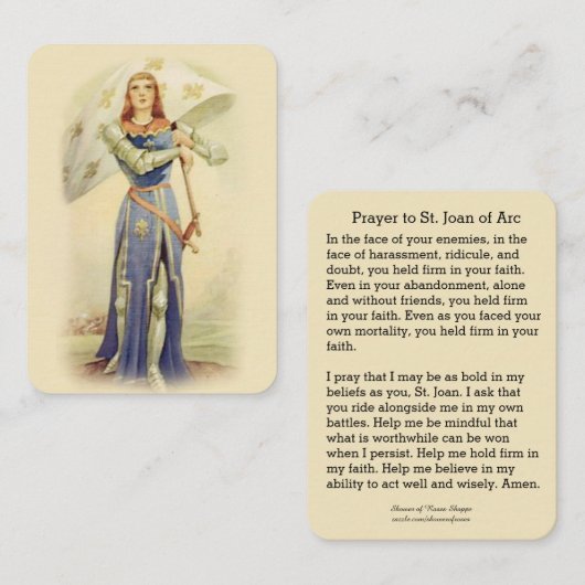St. Joan of Arc Flag Soldaat-Katholieke Heilige Ka Visitekaartje (Voorkant / Achterkant)