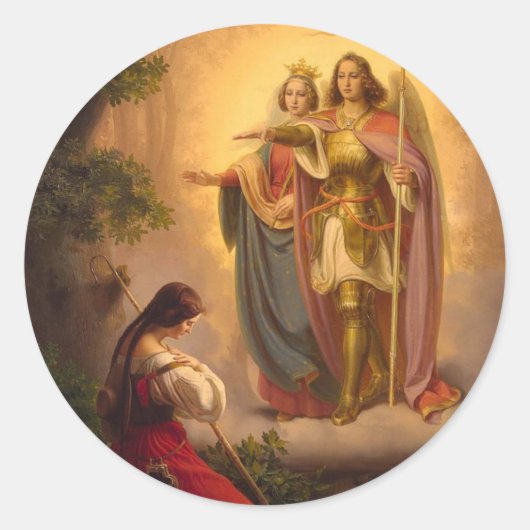 St. Joan of Arc St. Michael Catherine Alexandria Ronde Sticker (Voorkant)