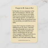 St. Joan van Arc Religieuze Katholieke Kaart Visitekaartje (Achterkant)