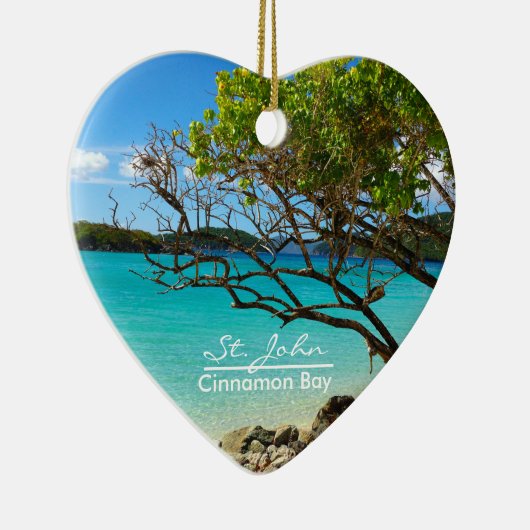 St. John Cinnamon Bay Ceramic Heart Ornament (Rechts)