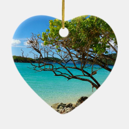 St. John Cinnamon Bay Ceramic Heart Ornament (Achterkant)