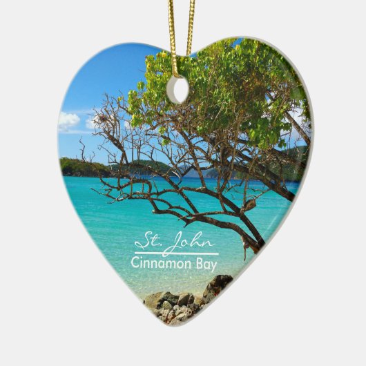 St. John Cinnamon Bay Ceramic Heart Ornament (Links)