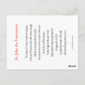 St. John de Forerunnner Prayer Card Briefkaart (Achterkant)