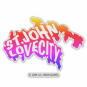 St. John, Love City, VS Maagdeneilanden | Kleur Sticker (Voorkant)
