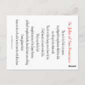 St. John of San Francisco Prayer Card Briefkaart (Achterkant)