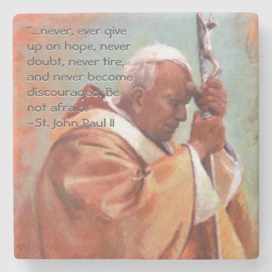 St John Paul II Coaster Stenen Onderzetter (Voorkant)