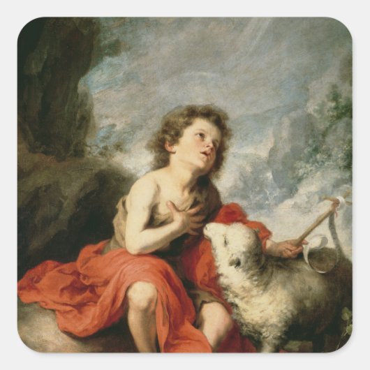 St. John the Baptist as a Child, c.1665 Vierkante Sticker (Voorkant)