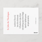 St. John the Theologian Prayer Card Briefkaart (Achterkant)
