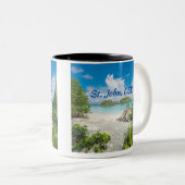 St. John US Maagdeneilanden strand foto Tweekleurige Koffiemok (Voorkant rechts)