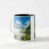 St. John US Maagdeneilanden strand foto Tweekleurige Koffiemok (Voorkant links)