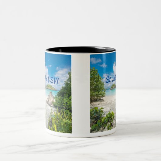 St. John US Maagdeneilanden strand foto Tweekleurige Koffiemok (Center)