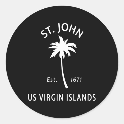 St John Usvi Beach Palm Tree Nieuwigheid Ronde Sticker (Voorkant)