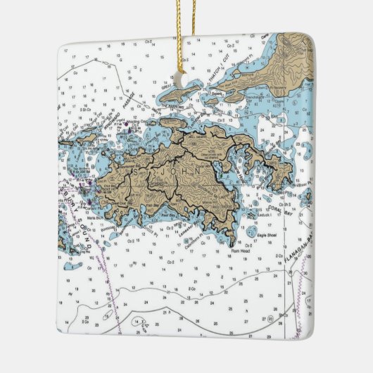 ST John USVI Chart Keramisch Ornament (Links)