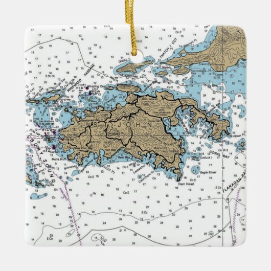 ST John USVI Chart Keramisch Ornament (Voorkant)