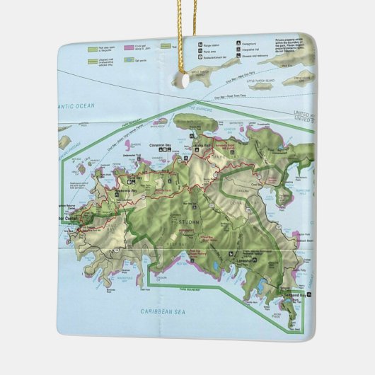 St. John USVI Map Keramisch Ornament (Links)