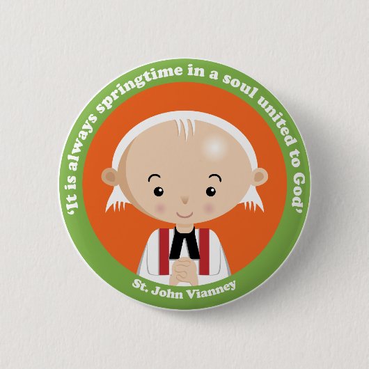 St. John Vianney Ronde Button 5,7 Cm (Voorkant)