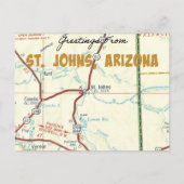St. Johns Arizona  Map Briefkaart (Voorkant)