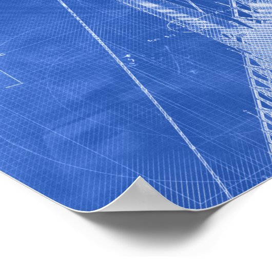 St. John's Bridge Architecture Blueprint Art Poster (Hoek)