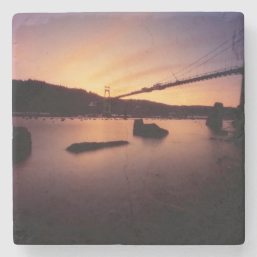 St Johns Bridge Sunset Stenen Onderzetter (Voorkant)
