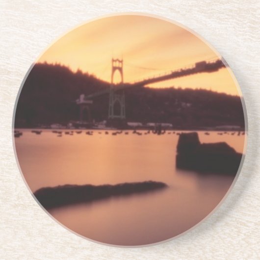 St Johns Bridge Sunset Zandsteen Onderzetter (Voorkant)