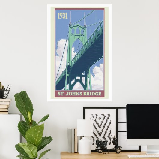  St. Johns Bridge Travel Poster (Thuiskantoor)