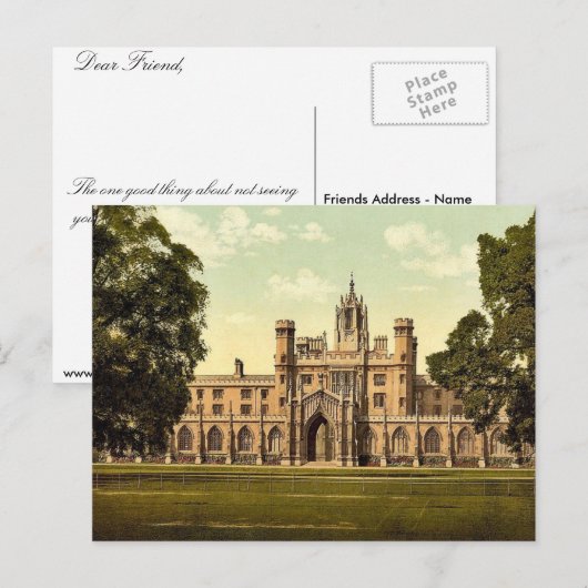 St. John's College, Cambridge, Engeland klassieker Briefkaart (Voorkant / Achterkant)