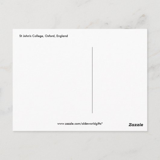 St John's College, Oxford, Engeland Briefkaart (Achterkant)