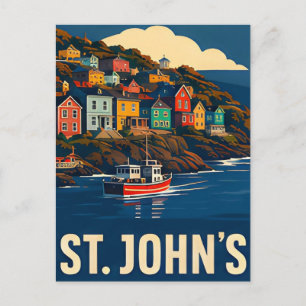 🐟 ST. JOHN'S — Kleurrijke Kustheuvels & Vissen Briefkaart