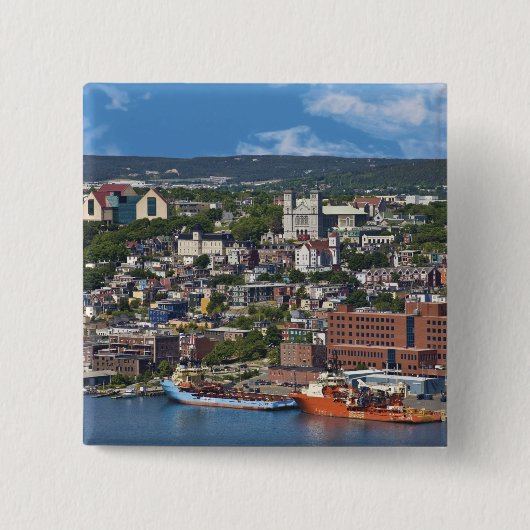 St. John's, Newfoundland, Canada, de kustlijn Vierkante Button 5,1 Cm (Voorkant)