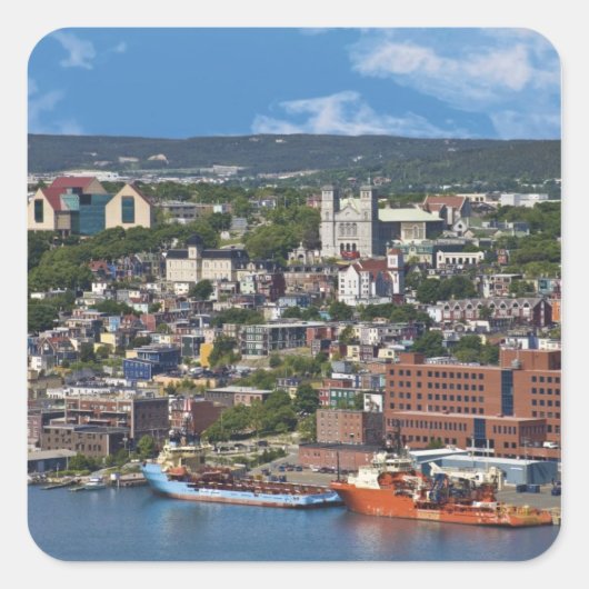 St. John's, Newfoundland, Canada, de kustlijn Vierkante Sticker (Voorkant)