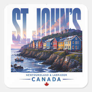 St Johns Newfoundland Kleurrijke Kuststad Reizen Vierkante Sticker