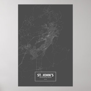 St. John's, Newfoundland/Labrador (wit op zwart) Poster