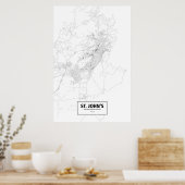 St. John's, Newfoundland/Labrador (zwart op wit) Poster (Keuken)