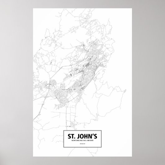 St. John's, Newfoundland/Labrador (zwart op wit) Poster (Voorkant)