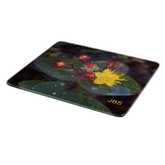 St. John's Wort Yellow Flower Personalized Snijplank (Hoek)