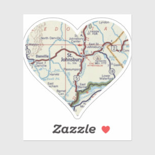 St. Johnsbury VT Retro kaart Sticker