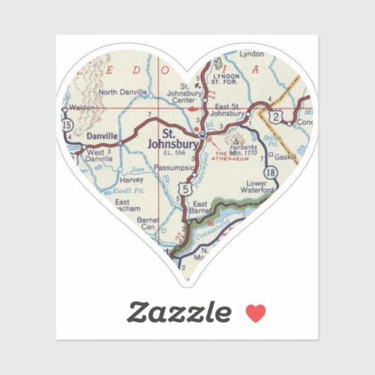 St. Johnsbury VT Retro kaart Sticker (Vel)