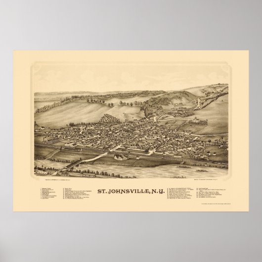 St. Johnsville, NY Panoramic Map - 1890 Poster (Voorkant)