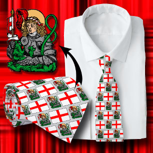 St. Joris en de Draak & Engelse Vlag Patroon Stropdas