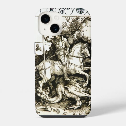 ST. JORIS EN DE DRAAK, Zwart Wit iPhone Hoesje (Achterkant)