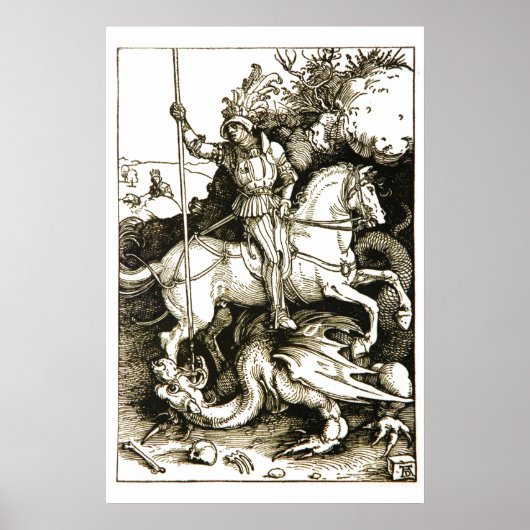 ST. JORIS EN DRAAK, Zwart Wit Poster (Voorkant)