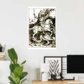 ST. JORIS EN DRAAK, Zwart Wit Poster (Thuiskantoor)