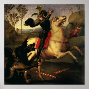 St. Joris vechtend met de draak door Raphael Sanzi Poster