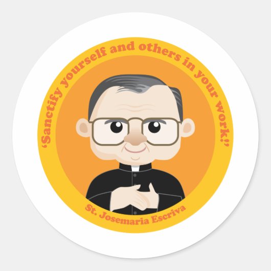 St. Josemaria Escriva Ronde Sticker (Voorkant)