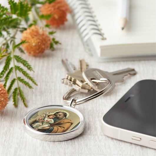 St. Joseph Baby Jesus Lily Sleutelhanger (Zijkant)