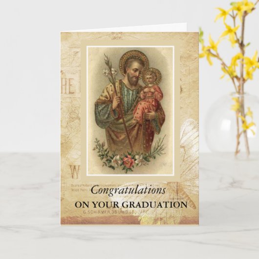 St. Joseph & Child Jesus Afstuderen Aanvang Kaart (Gele Bloem)