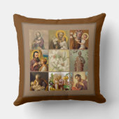 St. Joseph Child Jesus Collage Brown Border Kussen (Achterkant)
