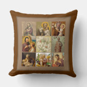 St. Joseph Child Jesus Collage Brown Border Kussen (Voorkant)